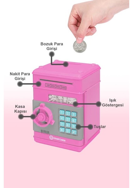 Dp-95 Şifreli Elektronik Kumbara Pembe