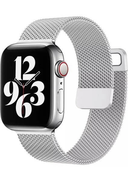 Apple Iwatch Metal Hasır 42-44-45 mm Gümüş Renk Saat Kordon