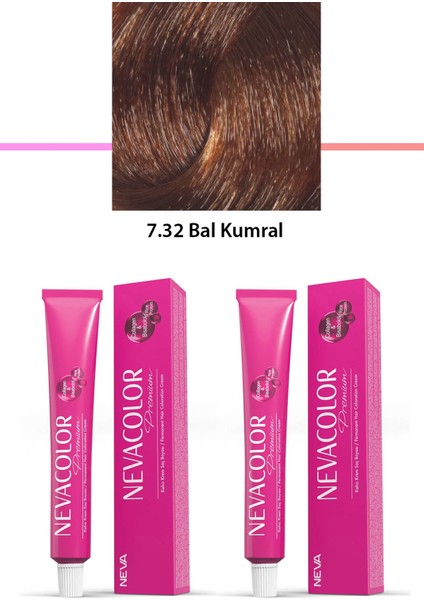 2 Li Set Premium 7.32 Bal Kumral - Kalıcı Krem Saç Boyası 2 x 50 G Tüp