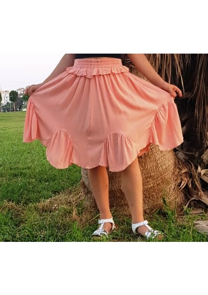 Kız Çocuk Etek Volanlı Lastikli