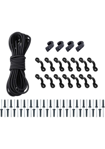 8 Metre 6 mm. Naylon Bungee Kayak Güverte Döngüleri Bağlantı Pad Gözleri J Hooks Perçinler Kiti (Yurt Dışından)