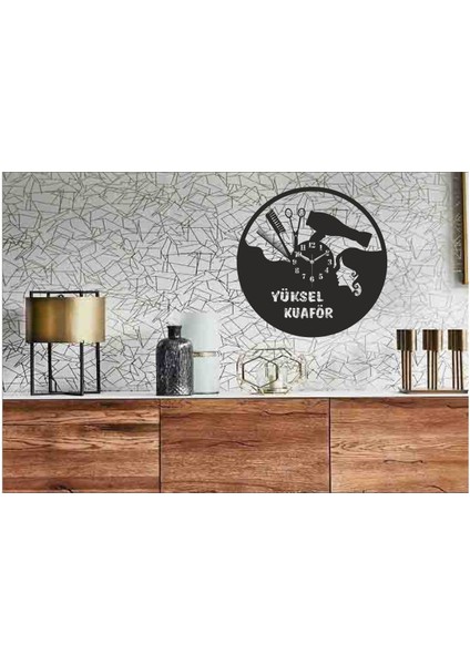 Kişiye Özel Isimli Kuaför Temalı Duvar Saati 50 x50 cm fiyatları