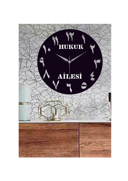 Kişiye Özel Arapça Harf Temalı Dekoratif Ahşap Duvar Saati