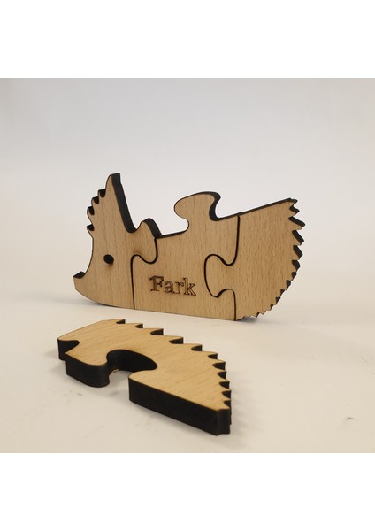 - 4 Parçalı Eğitici Masif Ahşap Puzzle - Hayvanlar - Boya Setli