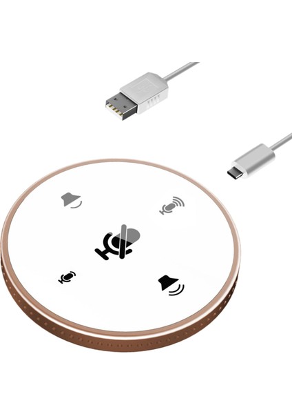 USB Konferansı Mikrofonu Hoparlör 360 ° Pc Dizüstü Bilgisayar Altın Için Çok Yönlü (Yurt Dışından)
