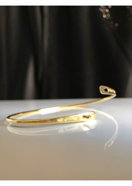 Kişiselleşen Lades Model Sarı Renk Gümüş Bilezik Roze,beyaz Renk Seçeneği