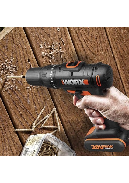 WX108 20V/2.0AH. Li-Ion Çift Akülü Profesyonel Şarjlı Matkap