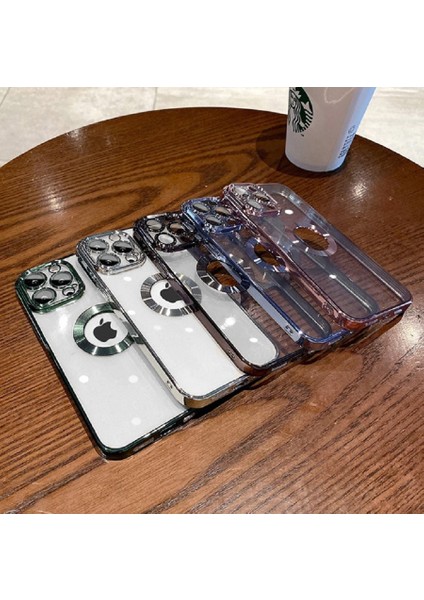 iPhone 14 Pro (6.1) Uyumlu Lüks Lens Korumalı Logo Gösteren Yumuşak Şeffaf Kaplama Kılıf