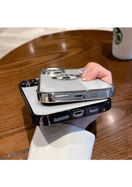 iPhone 14 Pro (6.1) Uyumlu Lüks Lens Korumalı Logo Gösteren Yumuşak Şeffaf Kaplama Kılıf