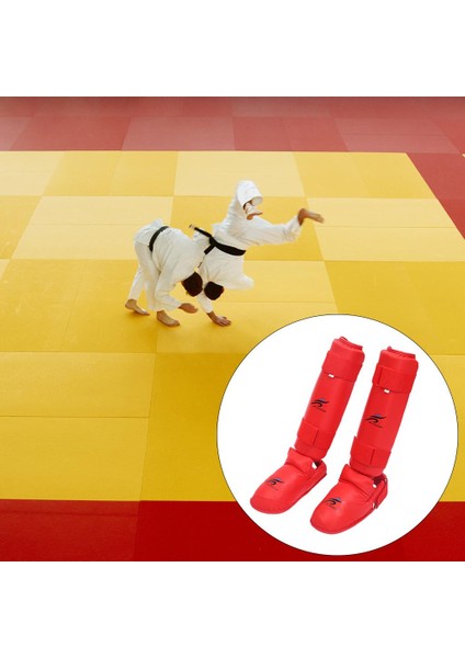 Mma Shin Muhafızları Dişli Bacak Instep Koruma Pedleri Yetişkinler Için Karate Ayrı Kırmızı M (Yurt Dışından)