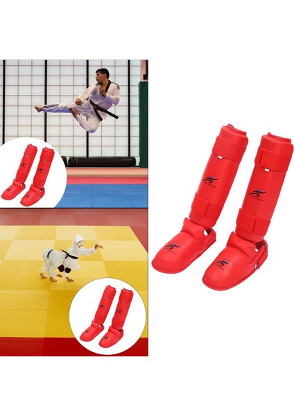 Mma Shin Muhafızları Dişli Bacak Instep Koruma Pedleri Yetişkinler Için Karate Ayrı Kırmızı M (Yurt Dışından)