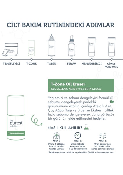 The Purest Solutions Yağlı Ciltler için Anında Matlaştırıcı ve  Yüz Bakım Maskesi T-Zone 10 Ml