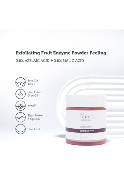 The Purest Solutions, Arındırıcı ve Aydınlatıcı Enzim Peeling Toz Temizleyici 55 gr (%0,6 Azelaic Acid & Malic Acid)