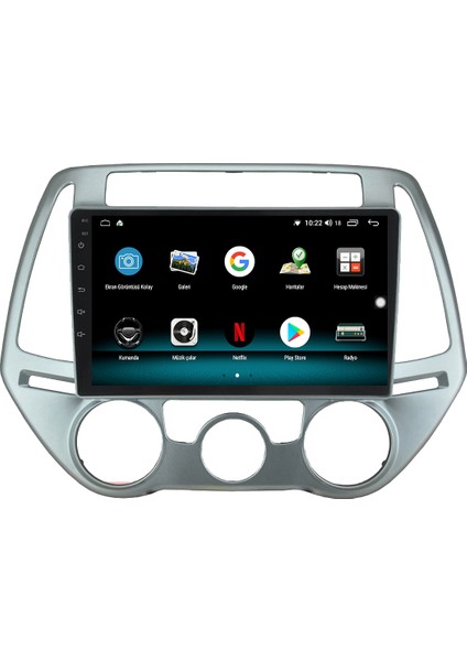 Hyundai I20 Android 10 Carplay Özellikli Navigasyon Multimedya Ekran 2gb Ram + 32GB HDD