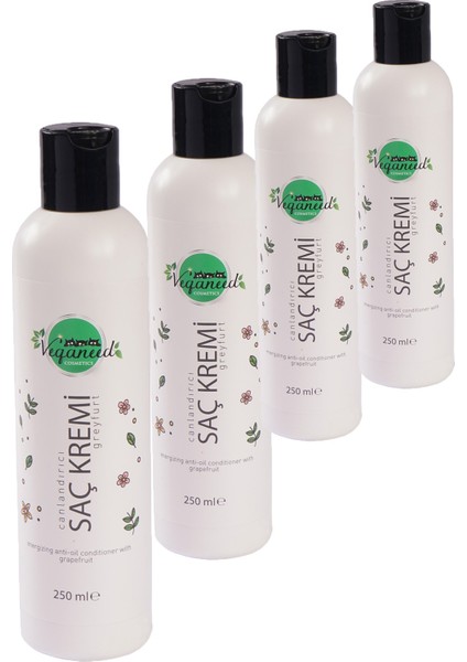 Canlandırıcı Vegan Saç Kremi Greyfurt Aromalı 4 x 250 ml