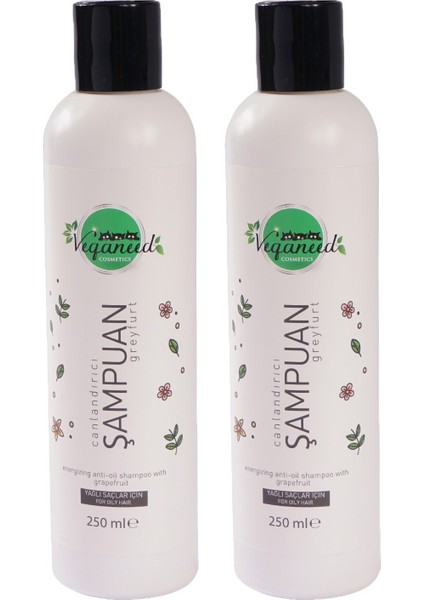 Canlandırıcı Vegan Şampuan Greyfurt Aromalı Yağlı Saçlar Için 2 x 250 ml