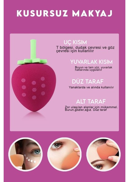 MJGN-166 Tekli Meyve Temalı Makyaj Süngeri Çilek