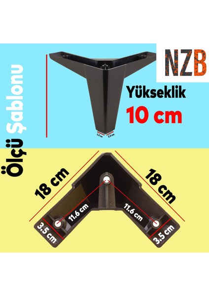 Lüks Mobilya Kanepe Sehpa Tv Ünitesi Koltuk Ayağı 10 cm Siyah Baza Ayak