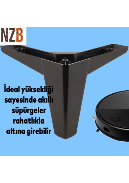 Lüks Mobilya Kanepe Sehpa Tv Ünitesi Koltuk Ayağı 10 cm Siyah Baza Ayak
