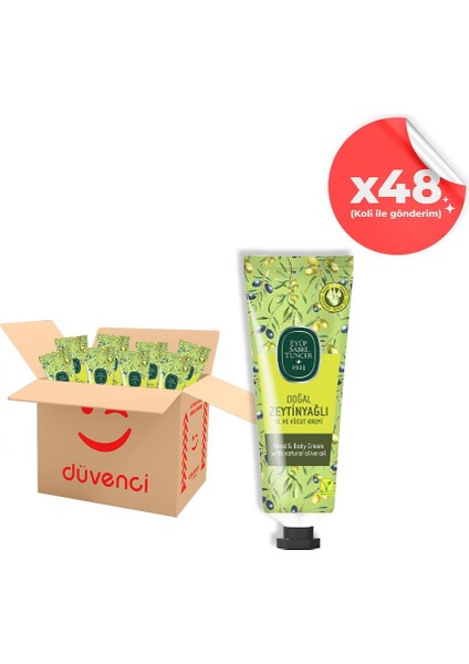 Doğal Zeytinyağlı El ve Vücut Kremi 50 ml x 48