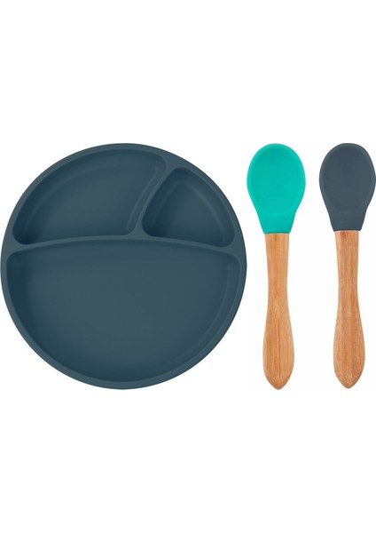 Silikon Tabak+Bambu Saplı Silikon Kaşık