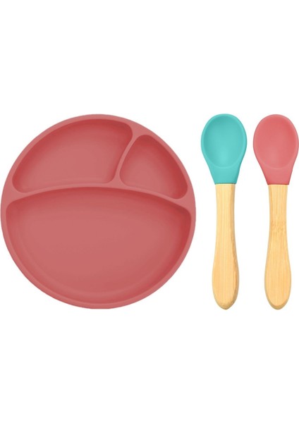 Silikon Tabak+Bambu Saplı Silikon Kaşık