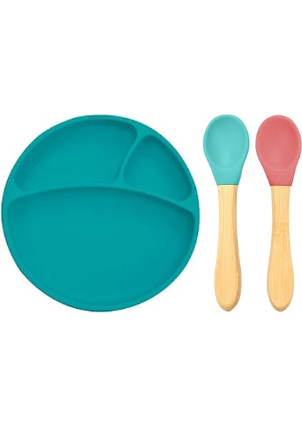 Silikon Tabak+Bambu Saplı Silikon Kaşık