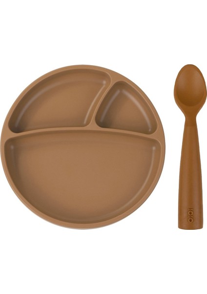 Vakum Tabanlı Silikon Tabak ve Nam Nam Kaşık 2'li Set