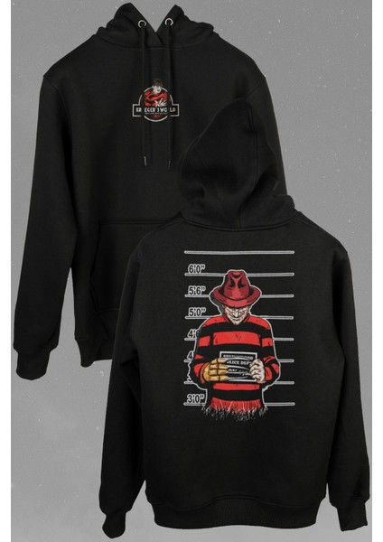 Freddy Krueger Olağan Şüpheliler Ön ve Arka Baskılı Sweatshirt Kapüşonlu Hoodie