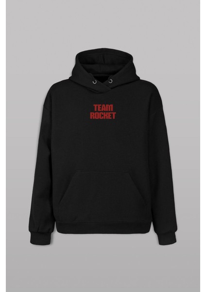 Pokemon Team Rocket Logo Roket Takımı Ön ve Arka Baskılı Sweatshirt Kapüşonlu Hoodie