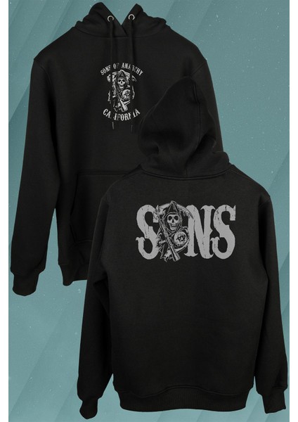 Sons Of Anarchy Redwood Original Anarşi Eylem Ön ve Arka Baskılı Sweatshirt Kapüşonlu Hoodie