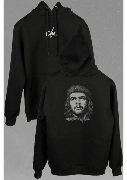 Ernosto Che Guevara Küba Devrimci Ön ve Arka Baskılı Sweatshirt Kapüşonlu Hoodie