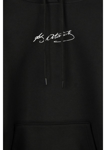 Mustafa Kemal Atatürk Imzası Imza 10 Kasım Ön ve Arka Baskılı Sweatshirt Kapüşonlu Hoodie