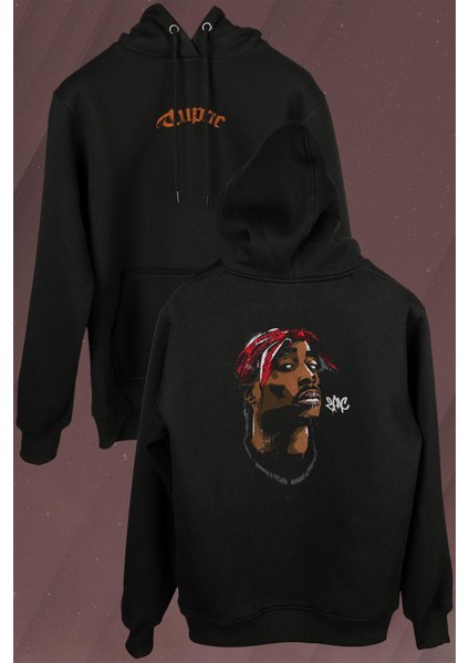 2pac Tupac Shakur Makaveli Cartoon Atwork Hip Hop Ön ve Arka Baskılı Sweatshirt Kapüşonlu Hoodie