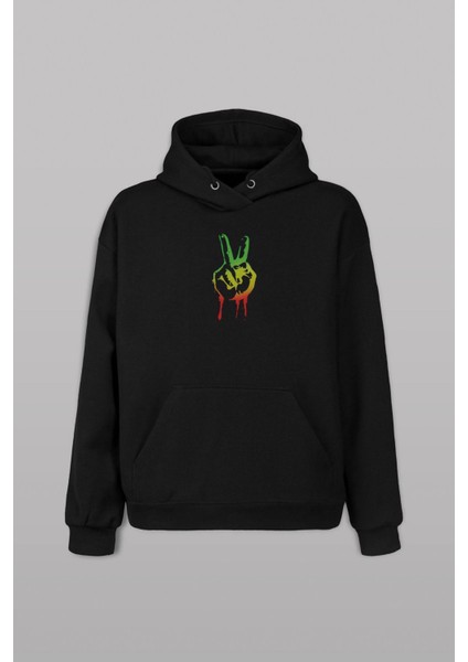 Reggae Özgürlük Işareti Rasta Iı Tımeline Ön ve Arka Baskılı Sweatshirt Kapüşonlu Hoodie