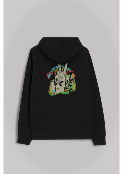 Peace Love Zen Özgürlük Barış Anarchy Ön ve Arka Baskılı Sweatshirt Kapüşonlu Hoodie fiyatları