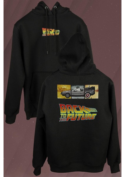 Back To The Future Geleceğe Dönüş Ön ve Arka Baskılı Sweatshirt Kapüşonlu Hoodie