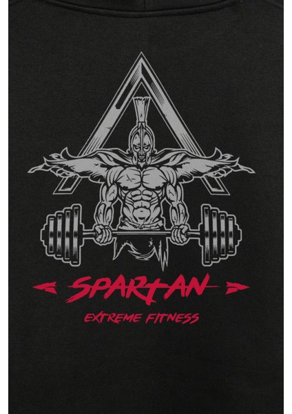 Spartan Extreme Fitness Halter Gym Bodybuilding Ön ve Arka Baskılı Sweatshirt Kapüşonlu Hoodie fiyatları