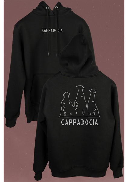 Kapadokya Capadocıa Nevşehir Peri Bacaları Ön ve Arka Baskılı Sweatshirt Kapüşonlu Hoodie