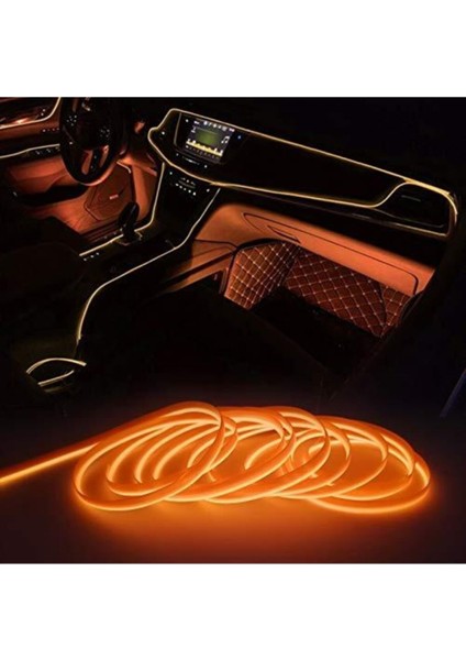 5 Metre Turuncu Araç Içi Torpido Ledi Renkli Ip Neon Ip LED Şerit LED Neon Ip LED