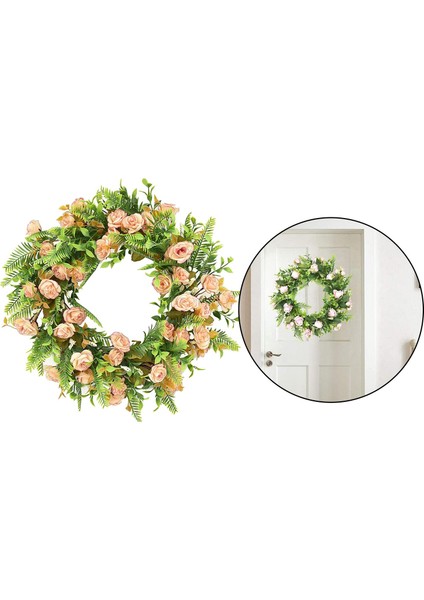 Çiçek Çelenk Yuvarlak Çelenk Yaprakları Asılı Süsleme Gülü (Yurt Dışından)