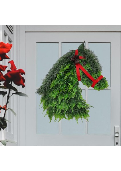 2 Parça At Başı Çelenk Noel Dekoru Ön Kapı Için Yapay Yeşil Bitkiler (Yurt Dışından)