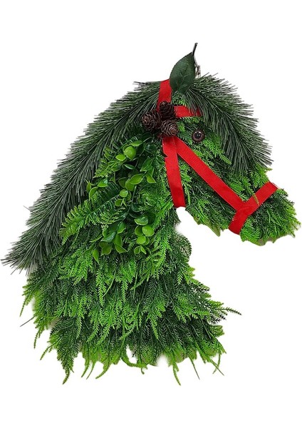 2 Parça At Başı Çelenk Noel Dekoru Ön Kapı Için Yapay Yeşil Bitkiler (Yurt Dışından)