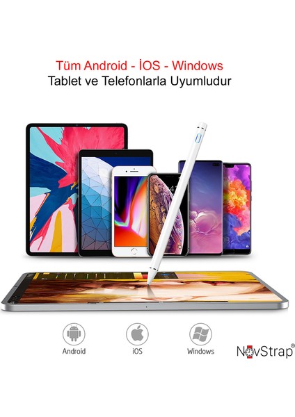 Novstrap Samsung Galaxy Tab A7 T500 T505 T507 Için Dokunmatik Tablet Kalemi Stylus Yazı Çizim DZ870