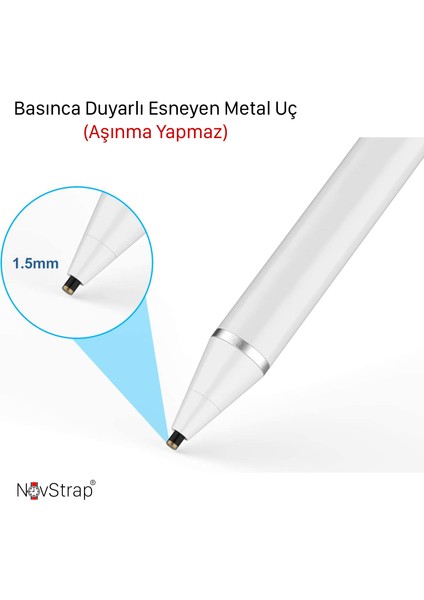 Novstrap Samsung Galaxy Tab A7 T500 T505 T507 Için Dokunmatik Tablet Kalemi Stylus Yazı Çizim DZ870