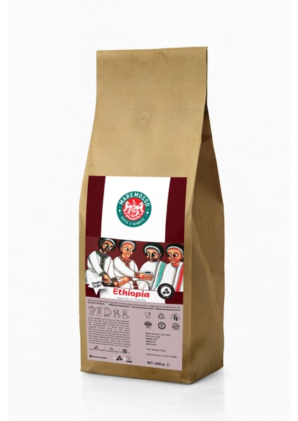 Mare Mosso Caffe Ethiopia Yirgacheffe Gr1 Grain Pro Çekirdek Filtre Kahve 1 Kg.