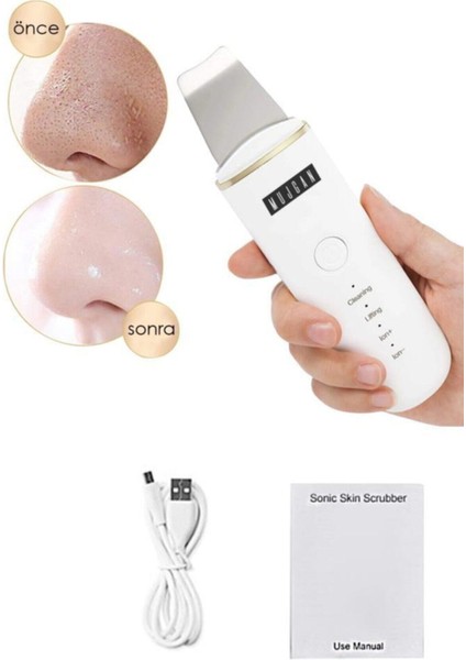 Ultrasonic Scubber Siyah Nokta Yüz Spatulası Ölü Deri Temizleme