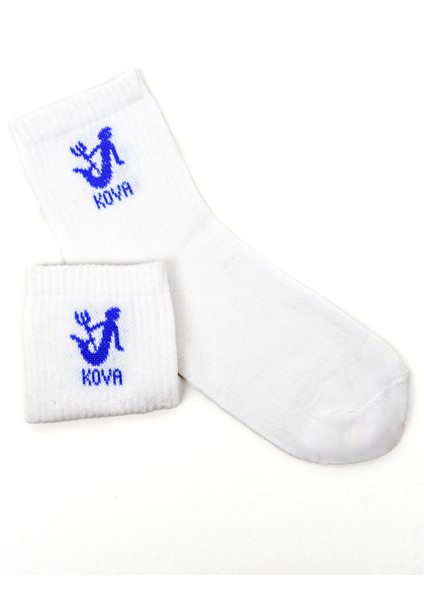 Beşiroğlu Grup Kova Burcu Desenli Unisex Pamuk Beyaz Spor Tenis Gym Çorap Burç Astroloji Desenli