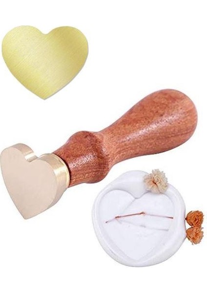 Boş Mum Mühür Pirinç Damga Başlığı Kalp Şekilli 25X25MM
