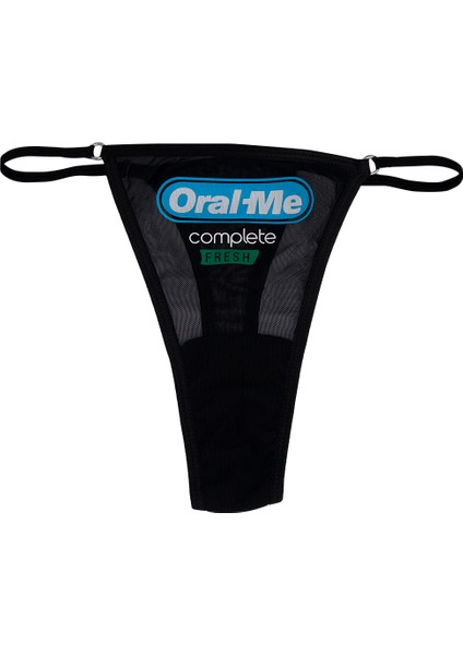 - Oral Me Baskılı Transparan Tül G-string, Tanga, Kadın Iç Çamaşırı (Siyah) fiyatları